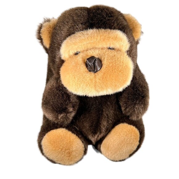CALTOY MONKEY PLUSH GORILLA CHIMP STUFFED ANIMAL ROLLY POLY LEATHER NOSE MOUTH - Picture 1 of 10